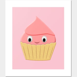 Cute Cartoon Strawberry Cupcake Posters and Art